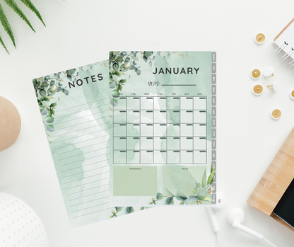 Whispers of Eucalyptus -  Simple 12 Month Planner - Undated