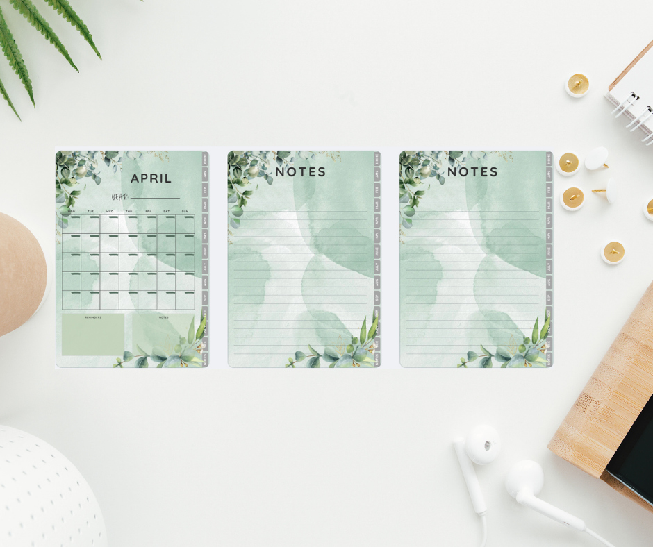 Whispers of Eucalyptus -  Simple 12 Month Planner - Undated